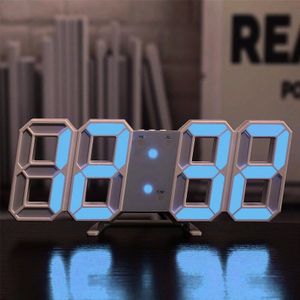 Fowecelt 3D Led Digitale Grote Wandklok Modern Home Woonkamer Decoratie Datum Temperatuur Kalender Alarm Tafel Klok