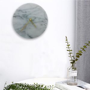 Korte Blauwe Maan Wandklok Modern Home Decoratie Woonkamer Slaapkamer Stille Horloge 3D Marmer Wallclocks Creatieve oclock