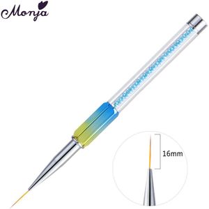 Monja 5/7/9/11/16Mm Parel Handvat Nail Art Pen Strepen Lijnen Liner Grids patroon Diy Schilderij Tekening Brush Tool Manicure
