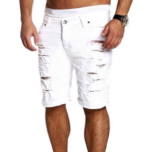 Mode Déchiré Trou Denim Shorts Hommes Noir Blanc Mince Maigre 304 # Droit Jeans Décontractés Shorts Hommes Vintage