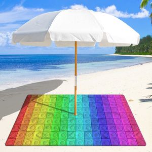 Band Tie Dye Vierkante Strand Mat Met 8Cm Gat Voor Strand Paraplu Microfiber Zand Gratis Multifunctionele Strand Mat