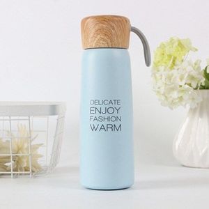 500Ml Mode Hout Cover Draagbare Roestvrij Staal Thermos Cup Met Touw Outdoor Reizen Thermoskan Thermische Fles Water