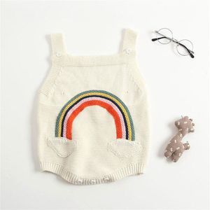 0-24M Pasgeboren Kid Baby Boy Meisje Winter Warme Kleding Gebreide Bodysuit Regenboog Print Trui Leuke Zoete Body knitwear Outfit