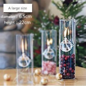 Europese Gemaakt Romantische Transparant Glas Cilindrische Olie Lamp Bruiloft Decoratie Plaats Van Kaars Houder Thuis