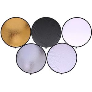 24 ""60 Cm 5 In 1 Draagbare Inklapbare Light Ronde Fotografie Wit Silivery Reflector Voor Studio Multi Photo disc Diffuers 200G