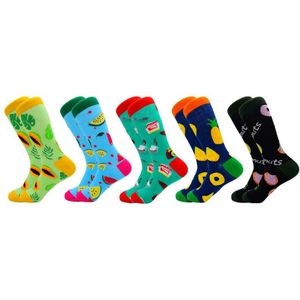 5 Paren/doos Unisex Mannen Vrouwen Sokken Mode Fruit Harajuku Gekamd Katoenen Sokken Cartoon Hip Hop Art Gelukkig Sok Casual Sokken