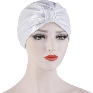 Glitter Geknoopt Tulband Caps Voor Vrouwen Goud Zilver Moslim Indiase Hoed Dames Haaruitval Chemo Cap Klaar Om Te Dragen hijab Motorkap