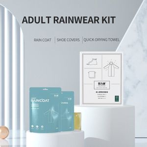 Volwassen Draagbare Regen Proof Kit Wegwerp Reizen Regenjas Antislip Regen Overschoenen Draagbare Ondoordringbare Regenkleding Kit Voor Mannen