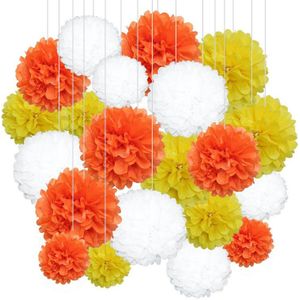 21 Stks/set Gemengde Size Tiffany Blauw Papier Pompoms Ronde Tissue Bloem Ballen Outdoor Wedding Party Decor Thuis Kids Diy Decoraties