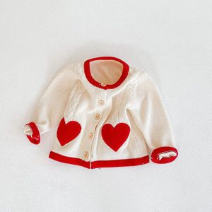 Baby Meisje Gebreide Vest Hart Trui Jas Effen Trui Kids Single-Breasted Bovenkleding Peuter Meisje Trui