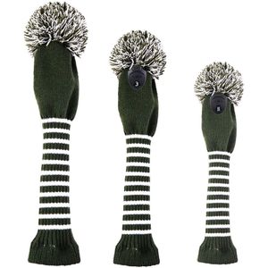 3 Gebreide Golf Headcover Driver Hout Hoofd Covers Voor Hybrid (Ut) Met Nummer Tags
