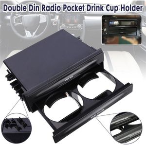 Universal Black Deluxe Car Auto Dubbel Din Radio Pocket Drinken Bekerhouder Opbergdoos Auto Radio Pocket Kit Drink Cup houder