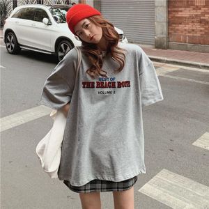 Casual Losse Basic Brief Gedrukt Alle Match Oversize College Wind Straat Verkoop Vrouwen Vrouwelijke Korte Mouwen Top T-shirts