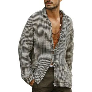 Mannen Shirts Casual Gestreepte Knoppen Up Tops Gentleman Herfst Losse Blouse Shirt Mannen Kleding Lange Mouw Tops