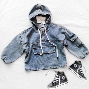 Thunderers Meisjes Spijkerjasje Lente Herfst Unisex Werkkleding Jongens Hooded Denim Jas 2-7 Jaar Baby Meisje Winter Kleding