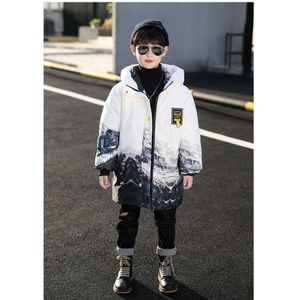 Kinderkleding 2022 Winter Kleding Dikke Tiener Mid-Lengte Katoenen Jas Winddicht Warm Houden Jongen Winter Jas kids