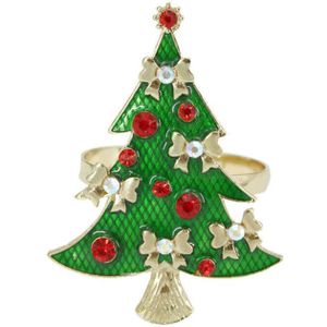 Groene Kerstboom Servetringen Gouden/Zilveren Metalen Materiaal Servet Houder Voor Kerst Restaurant Hotel 6 stks