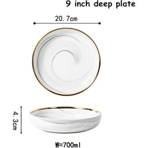 Diner Plaat Bestekset Marmer Vajilla Lade Keramische Gouden Rand Schotel Servies Set Salade Gerechten Ronde Food Lade Servies 1 stuks