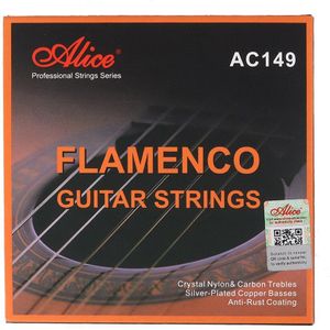 Alice AC149 Flamenco Gitaar Snaren Crystal Nylon & Carbon, Sliver Plated Copper Kronkelende, Anto-Roest Coating