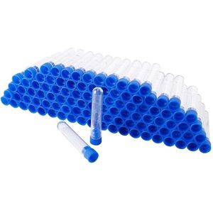 200Pcs Clear Plastic Reageerbuizen Met Blauwe Schroef Caps Sample Containers Flessen Push Caps 12X60mm