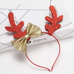 Haar Xmas Accessoires Voor Vrouwen Kerst Elanden Gewei Glitter Strik Nieuwjaar Hoofdband Accessoire Haarband Fotografie Props