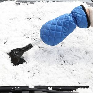 Auto Sneeuw Schop Plus Fluwelen Handschoenen Warm Houden Sneeuwruimen Schop Intrekbare Tool Voor Ontdooien Ontijzelen Ice Sneeuw Schrapen