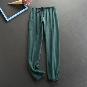 Autumn Women Cotton Crepe Sleep Pants Solid Pajama Pants Elastic Waist Sleep Bottoms Lounge Night Pants Sleeping Sleep Wear