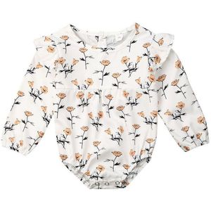 Baby Lente Herfst Kleding Pasgeboren Baby Meisjes Lange Mouw Ruche Bodysuits Jumpsuit Bloemen Outfit Casual Kleding Playsuits