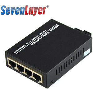 10/100/1000M 4 RJ45 1 Sc Fast Ethernet Switch Converter Ethernet Fiber Optische Media Converter Fiber poort 1.25G