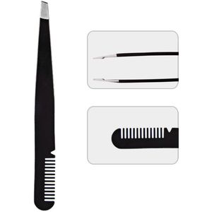 Roestvrij Wenkbrauw Pincet Met Borstel Kam Wimpers Extension Double Oogleden Clip Beauty Tools Voor Mannen en Vrouwen