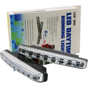 Ysy Universele 2 Stuks 8 Leds Auto Dagrijverlichting Drl Auto Mistlamp Super Heldere Waterdichte Witte Externe Dc 12V