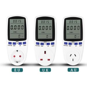 Eu/Uk/Au Plug Digitale Voltage Wattmeter Power Meter Verbruik Watt Energie Kwh Socket 220V Elektriciteit Kosten analyzer Monitor