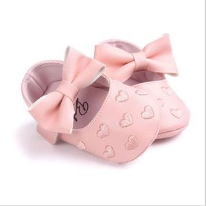 Leuke Pasgeboren Baby Meisje Schoenen Strik Zachte Tong Schoenen Pu Crib Schoenen Prewalker Sneakers