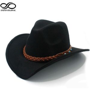 LUCKYLIANJI Wolvilt Western Cowboyhoed Voor Womem Mannen Brede Rand Cowgirl Turquoise Braid Lederen Band (Size: 57 cm, Passen Touw)