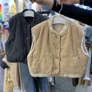 Herfst En Winter Koreaanse Kinderkleding Jongens En Meisjes Mode Ronde Hals Mouwloze Corduroy Vest