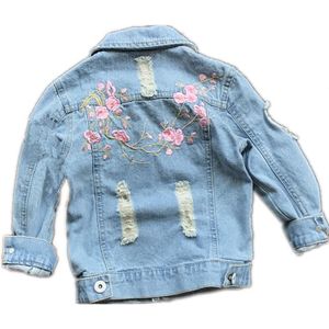 Baby Meisje Gat Denim Jasje Kids Geborduurde Bloemen Overjas Kinderen Jeans Kleding