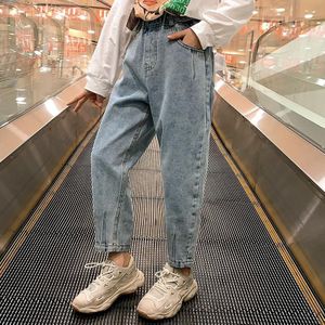 Lente Herfst Baby Kids Girls Casual Geplooide Losse Jeans Broek Tiener Meisjes Harem Denim Broek Kinderkleding X115