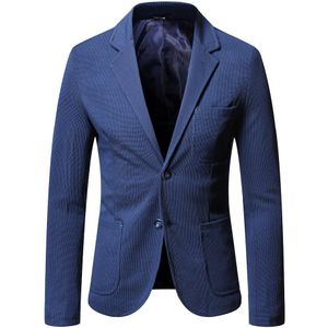 Lente Herfst Mannen Blazer Pak Mannelijke Business Casual Jassen Jas Modieuze Marine Blauwe Jurk Blazers Plus Size M-5XL