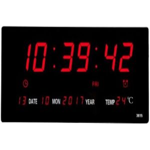 Woonkamer 6 Cijfers Led Kalender Wandklok Met Thermometer Power Off Tijd Geheugen Klok Grote Cijfers Plugin Wekker