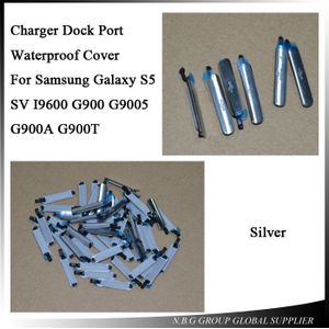 100 stks/partij Zilver/Goud USB Charger Port Cover Lading Voor Samsung Galaxy S5 SV i9600 G900V