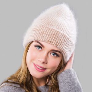 Mode Winter Vrouwen Angola Wollen Gebreide Muts Warme Wol Beanie Outdoor Sport Pet Wollen Cap