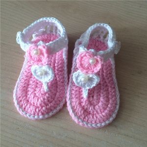 Qyflyxuebaby Meisje Peuter Schoenen Haak Handgemaakte Wollen Haak Knit Zachte Bodem Zomer Kids Schoenen 0-6M Chaussure Bebe fille