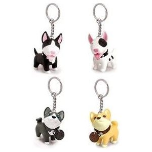 Mooie Puppy Sleutelhanger Dag Model Malamute Japanse Akita Bull Terrier Pvc Tas Hanger Accessoires