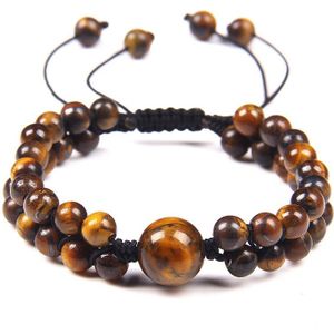 Natuursteen Tiger Eye Kralen Armband Vrouwen Handgemaakte Zwart Koord Gevlochten Armband Verstelbare Energie Sieraden Voor Mannen Vrouwelijke