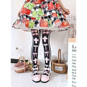 Kawaii Zachte Meisje Bowtie Gedrukt Over Knie Kous Fluwelen Lolita Prinses Zoete Harajuku Harajuku Dij Hoge Sokken Lente