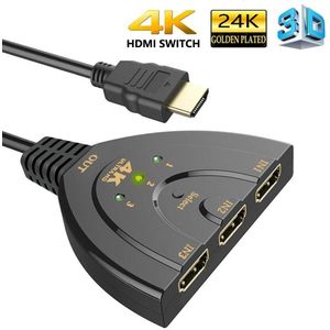 HDMI Switch 3 Poort 4 k HDMI Schakelaar 3 in 1 Out met Hoge Snelheid Switch Splitter Pigtail Kabel Ondersteunt full HD 4 k 1080 p 3D Speler