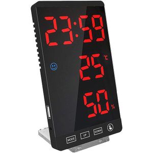 Digitale Wekker, Grote Led Display Elektronische Klokken Met Temperatuur Detecteren Moderne Spiegel Bureau Wandklok
