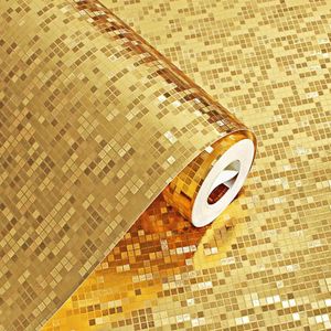 10M * 53 Cm 3D Waterdichte Glitter Spiegel Effect Mini Mozaïek Sparkle Licht Reflectie Gold Zilverfolie behang Ktv Bar