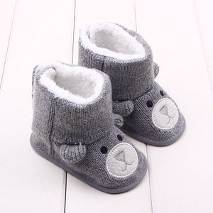 Kids 'Winter Baby Schoenen Laarzen Voor Meisjes Leuke Cartoon Beer Gebreide Warm Booties Schoenen Voor Peuters Zuigeling Sneeuwschoenen Meisje Laarzen