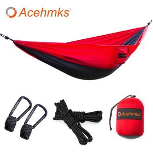 Acehmks Camping Hangmat Swing 270CM * 140CM Ultralight Draagbare Vouwen Parachute Nylon Hangmat Met 2 pcs Boom Touwen karabijnhaken